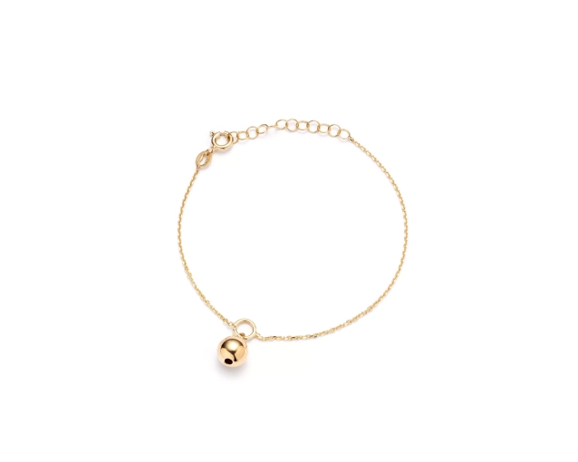 Srebrna pozłacana bransoletka z kulką
