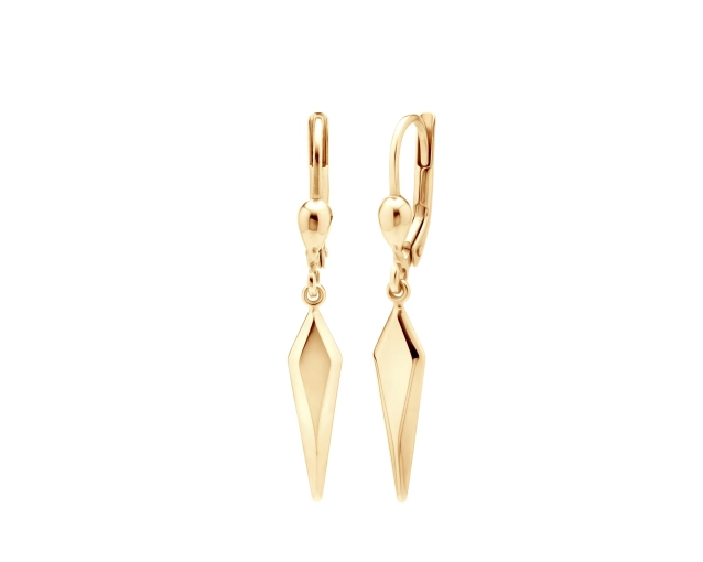 Kolczyki złote wiszące w kształcie grotu wykonane ze złota 585 z angielskim zapięciem