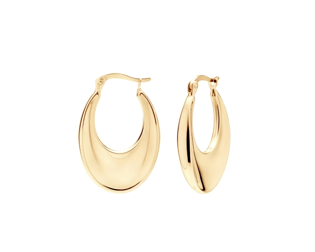 Złote owalne wiszące kolczyki, gładkie, zapięcie kreol