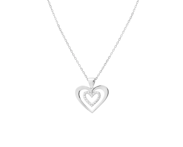 Srebrny naszyjnik serce z cyrkoniami