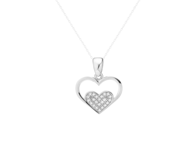 Srebrna zawieszka serce z cyrkoniami
