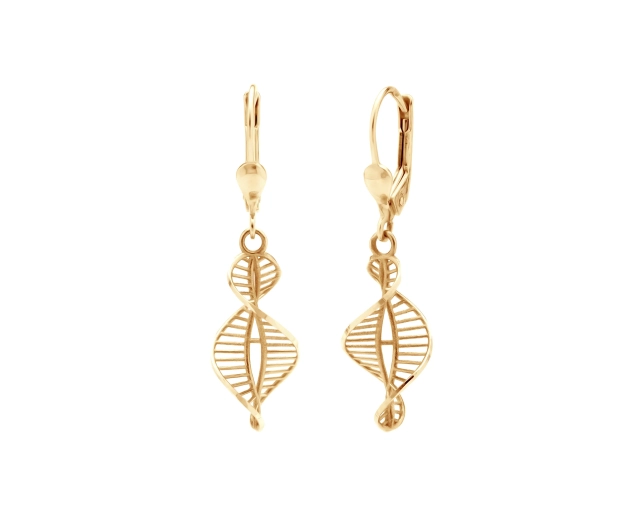 Złote kolczyki o zakręconym kształcie, złoto 585, bigiel angielski