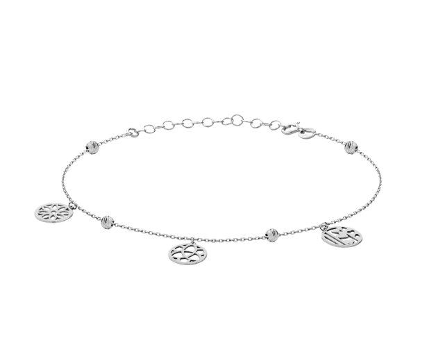 Srebrna bransoletka Schubert z ażurowymi zawieszkami i ozdobnymi kulkami – unikalna elegancja