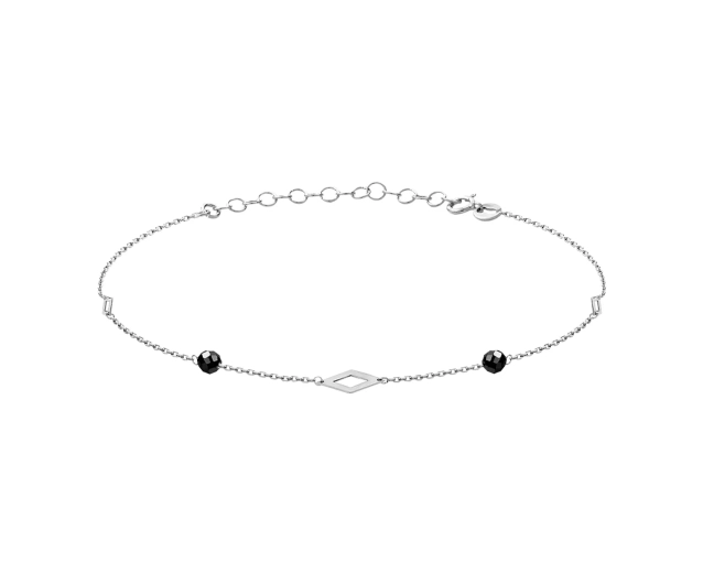 Srebrna bransoletka Schubert z geometryczną zawieszką i czarnymi cyrkoniami – elegancki dodatek