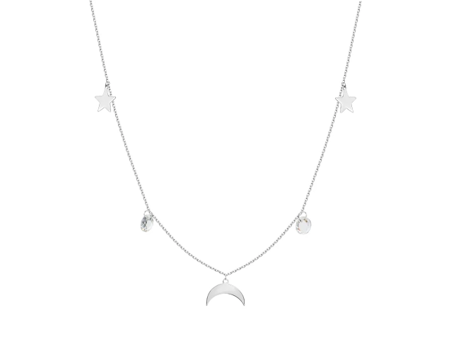 Naszyjnik srebrny choker z księżycem i cyrkoniami