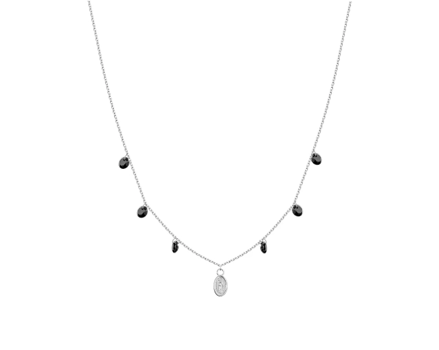 Srebrny naszyjnik Schubert z czarnymi cyrkoniami i delikatną zawieszką – klasyka z nutą nowoczesności