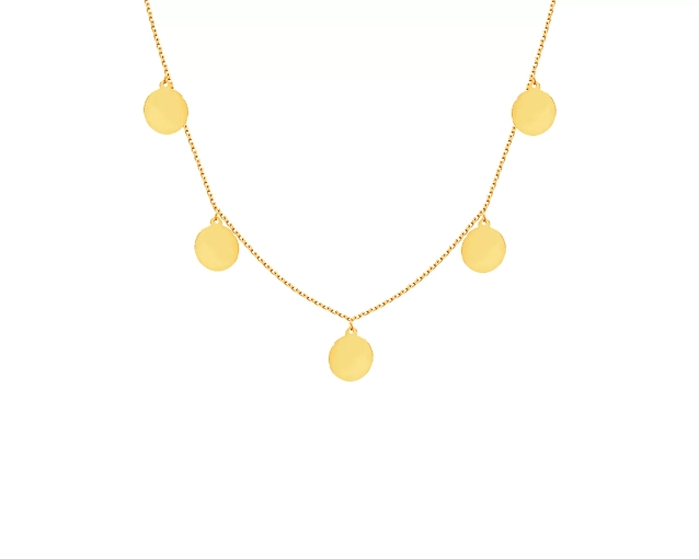 Naszyjnik srebrny pozłacany z okrągłymi zawieszkami