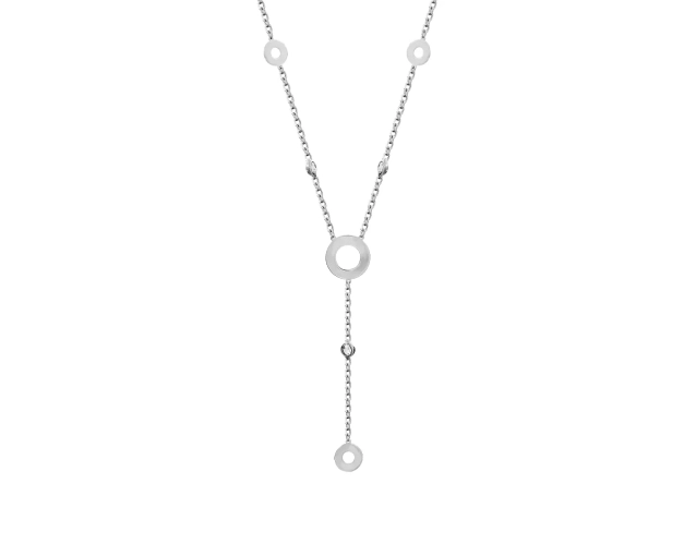 Srebrny naszyjnik Schubert z cyrkoniami i okrągłymi zawieszkami – elegancja w geometrycznej formie