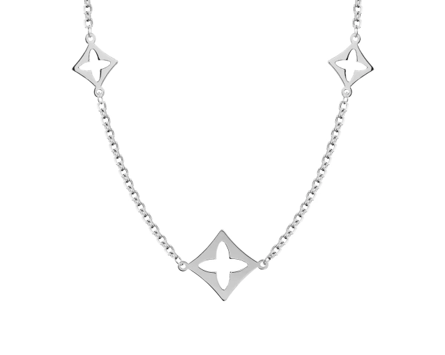 Srebrny naszyjnik Schubert z geometrycznymi rombami – nowoczesność i styl