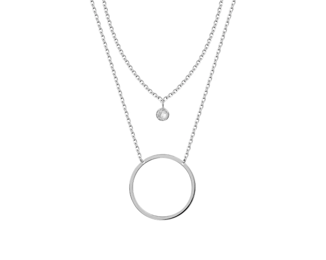 Srebrny naszyjnik Schubert z cyrkonią i geometrycznym okręgiem – nowoczesność i elegancja