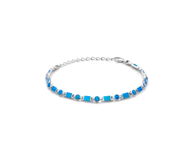 Srebrna bransoletka Schubert z niebieskim opalem – unikalna i elegancka