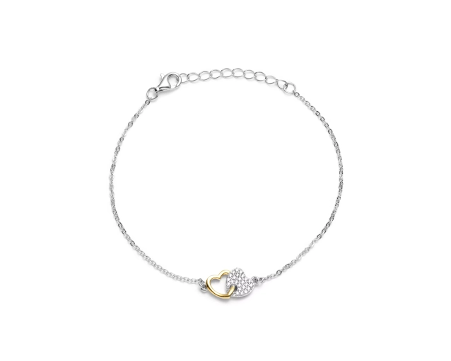 Bransoletka srebrna serca z cyrkoniami