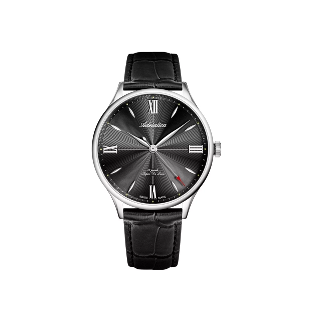 Zegarek męski Adriatica srebrny z czarną tarczą i szafirowym szkłem