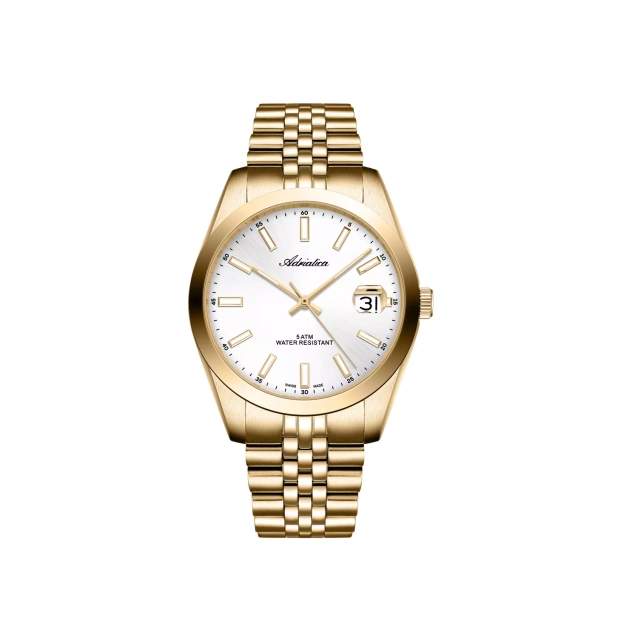 Zegarek męski Adriatica złoty z srebrną tarczą i utwardzanym szkłem