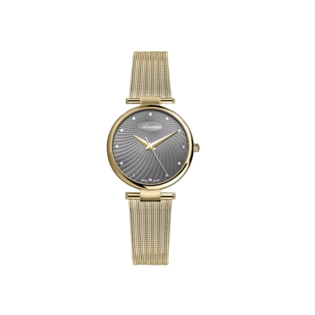 Zegarek damski Adriatica złoty z szarą tarczą i mineralnym szkłem