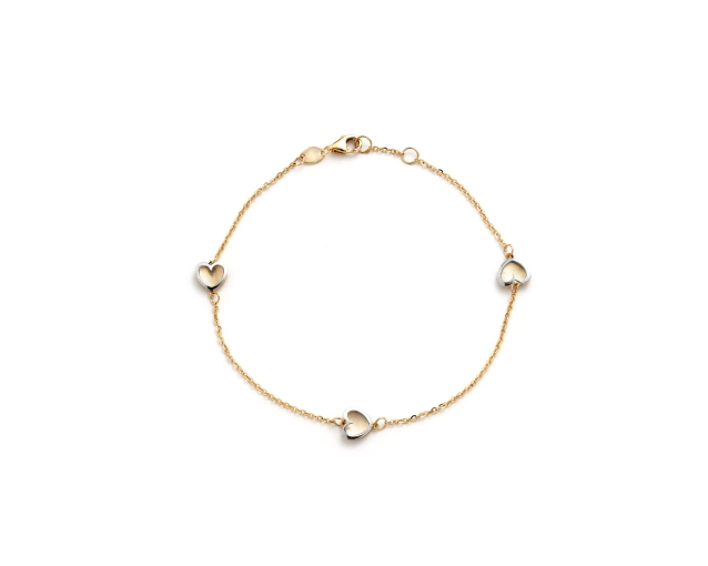Bransoletka złota z sercami