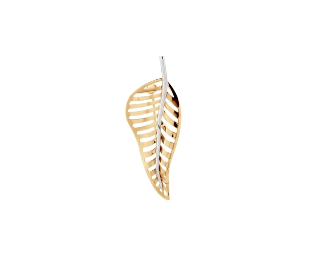 Broszka złota liść
