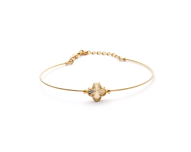 Bransoletka sztywna złota z koniczyną