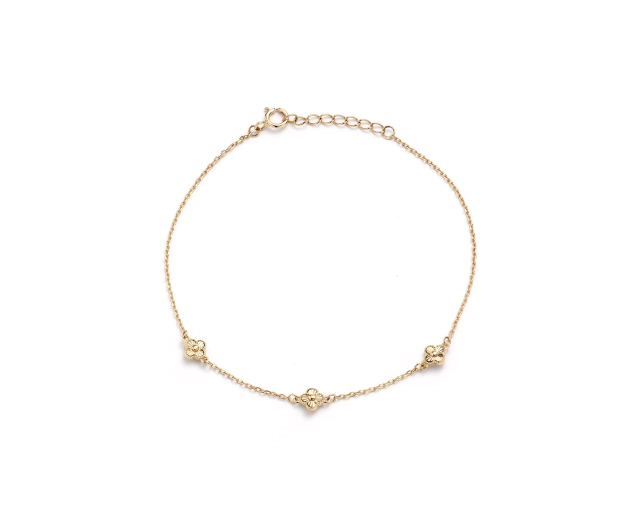 Bransoletka złota z kwiatami