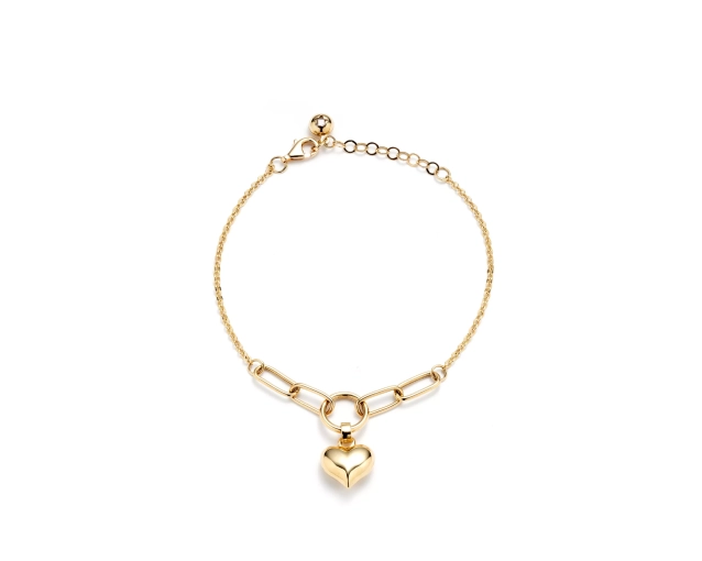 Złota bransoletka z zawieszką serca