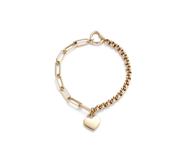 Bransoletka złota z sercem ze złota próby 585