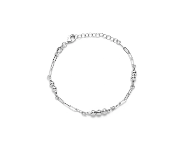 Bransoletka srebrna splot Ankier z koralikami