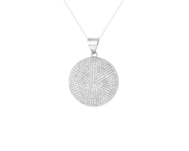 Zawieszka srebrna okrągła z cyrkoniami