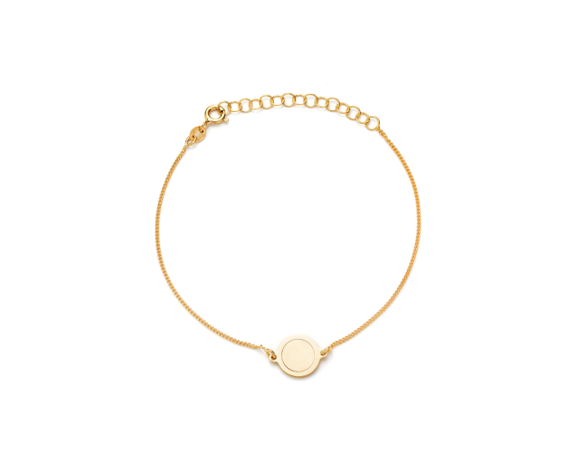 Bransoletka srebrna pozłacana z okrągłym elementem ozdobnym o satynowej powierzchni