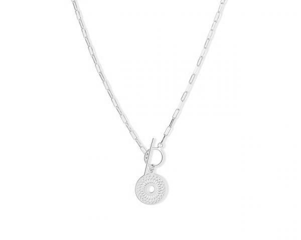 Naszyjnik srebrny z rozetą i zapięciem toggle