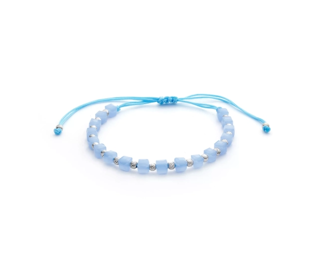 Bransoletka sznurkowa z koralikami z kamienia naturalnego