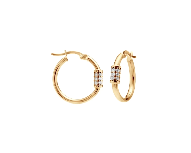 Złote kolczyki z cyrkoniami okrągłe