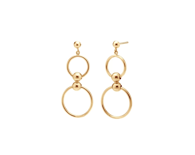 Złote kolczyki wiszące z kół