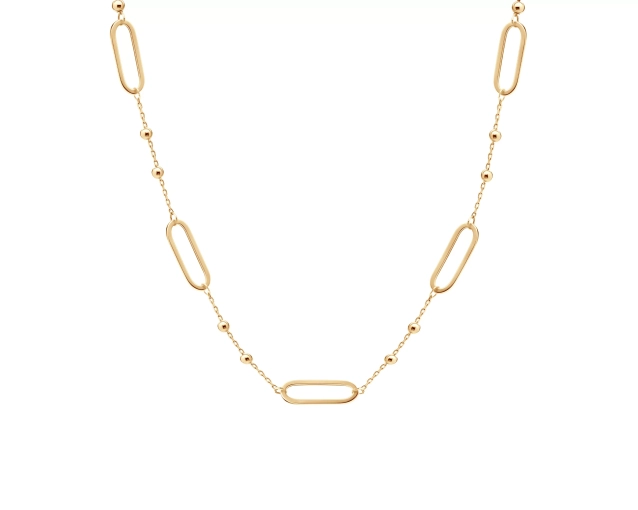 Złoty naszyjnik z geometrycznymi ogniwami