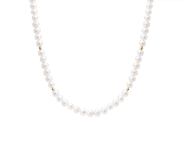 Sznur pereł ze złotymi akcentami