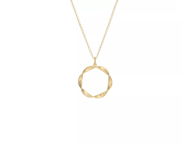 Naszyjnik srebrny pozłacany z okrągłym spiralnym elementem