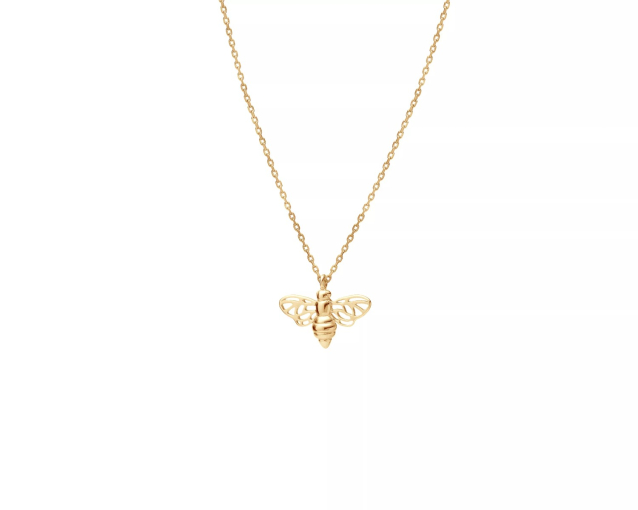 Naszyjnik srebrny pozłacany z wisiorkiem w kształcie pszczoły