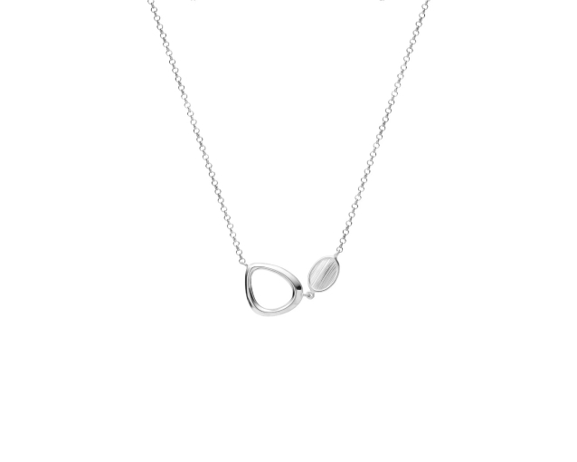 Naszyjnik srebrny asymetryczny modernistyczny z dwoma wisiorkami - owalnym i w kształcie trójkąta