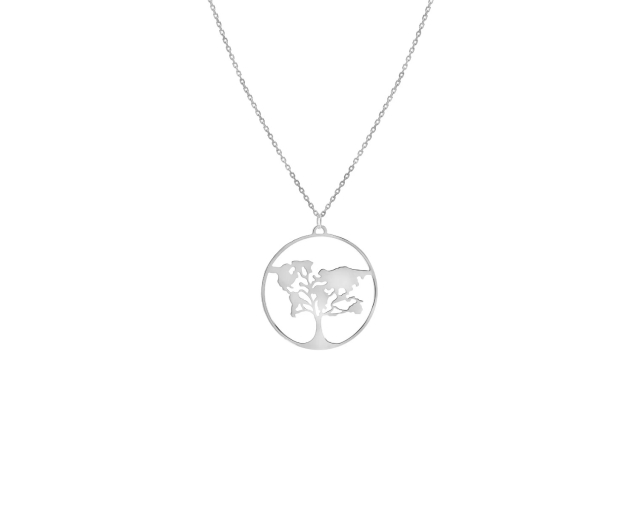 Naszyjnik srebrny z okrągłym wisiorkiem z motywem drzewa