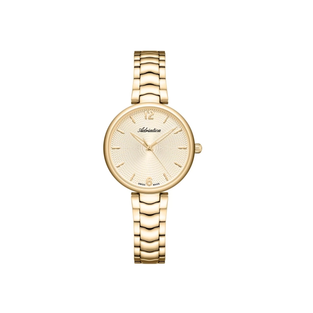 Zegarek damski Adriatica złoty z srebrną tarczą i mineralnym szkłem