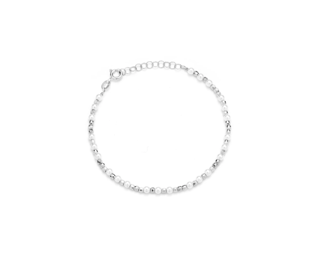 Bransoletka srebrna z kulkami i perełkami