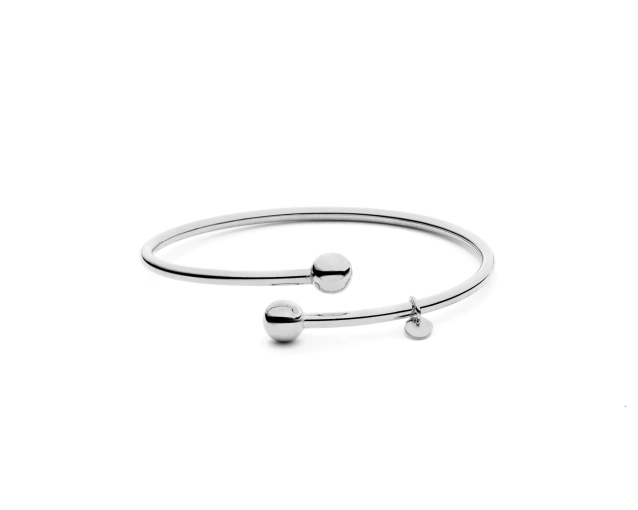 Bransoletka srebrna sztywna mała z kulkami w kolorze jasnego srebra