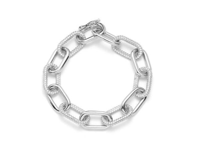Bransoletka srebrna z dużymi ogniwami splot ankier