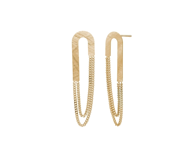 Kolczyki srebrne pozłacane owalne z łańcuszkami