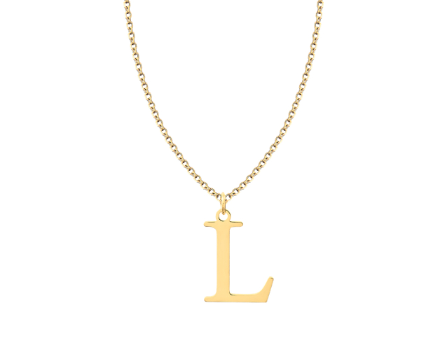 Naszyjnik złoty łańcuszkowy bezkamieniowy z literką L