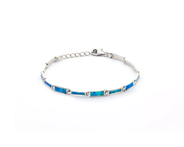 Bransoletka srebrna z niebieskim opalem