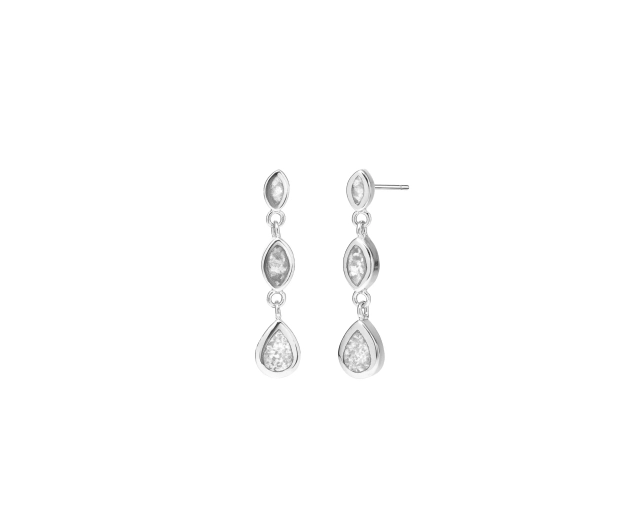 Kolczyki srebrne krople wiszące z białym opalem