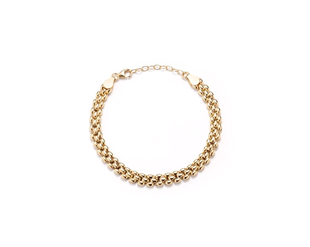 Bransoletka srebrna pozłacana o solidnym i wyrazistym splocie