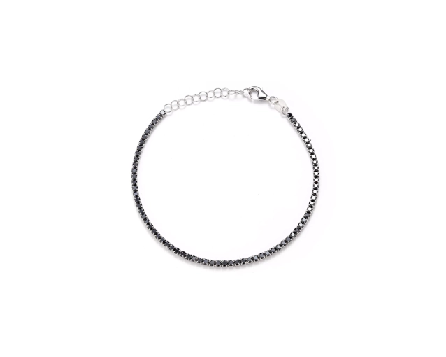 Srebrna bransoletka tenisowa z czarnymi cyrkoniami