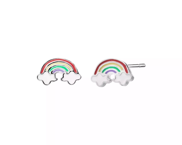Kolczyki srebrne tęcza z emalią