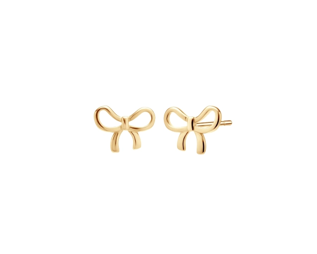 Kolczyki srebrne pozłacane małe kokardki sztyfty